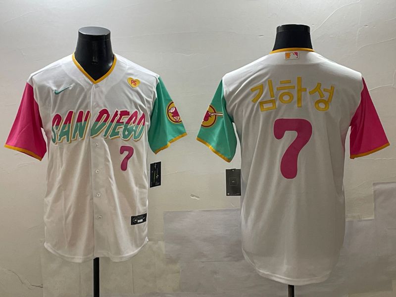 Men San Diego Padres #7 H.S.Kim White City Edition 2025 Nike MLB Jersey style 4->san diego padres->MLB Jersey